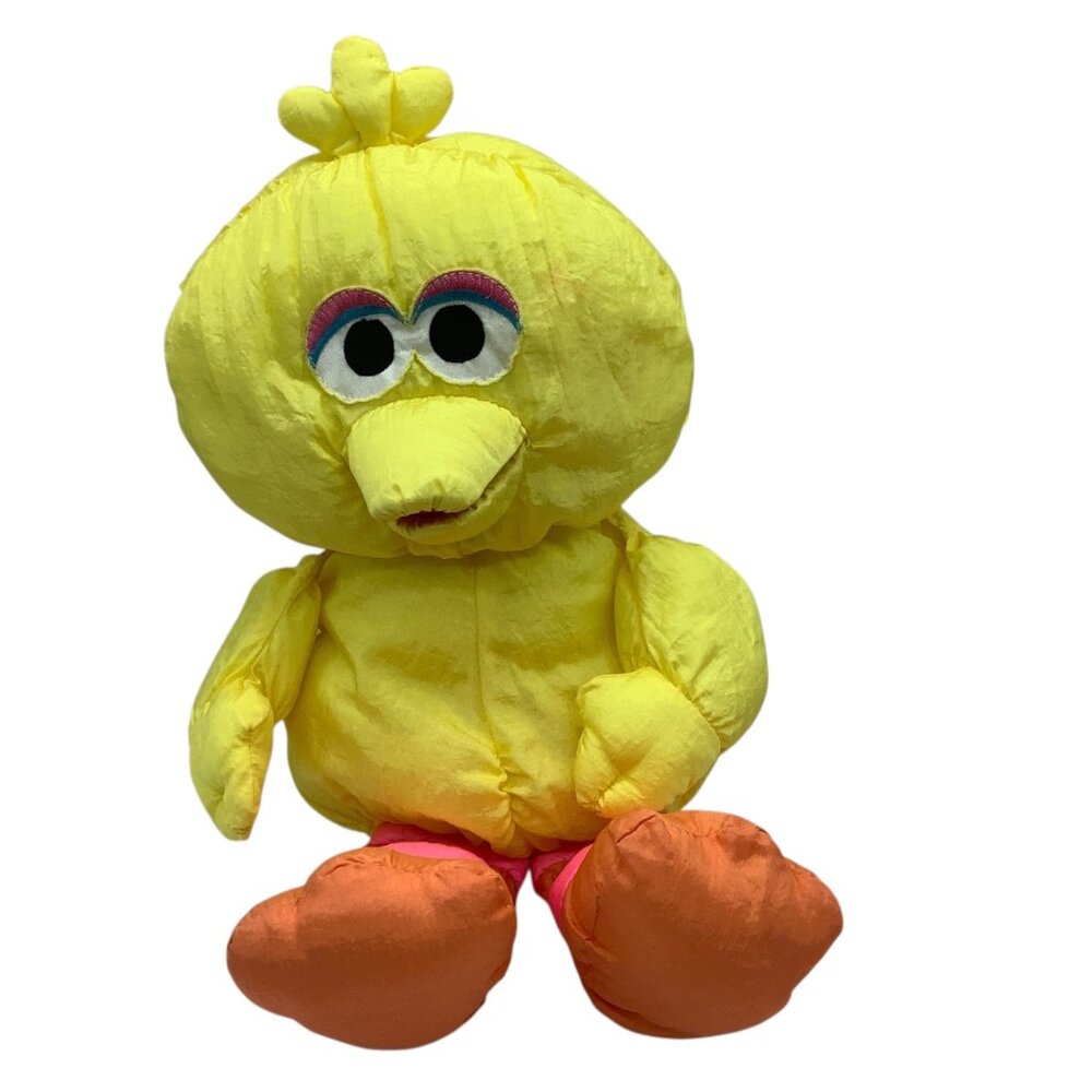 Vtg Big Bird Sesame Street Plush Toy 16" Yellow Orange Nylon Fabric RARE